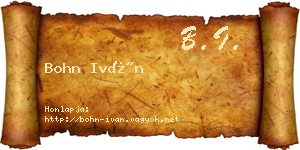 Bohn Iván névjegykártya