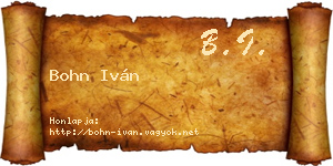 Bohn Iván névjegykártya